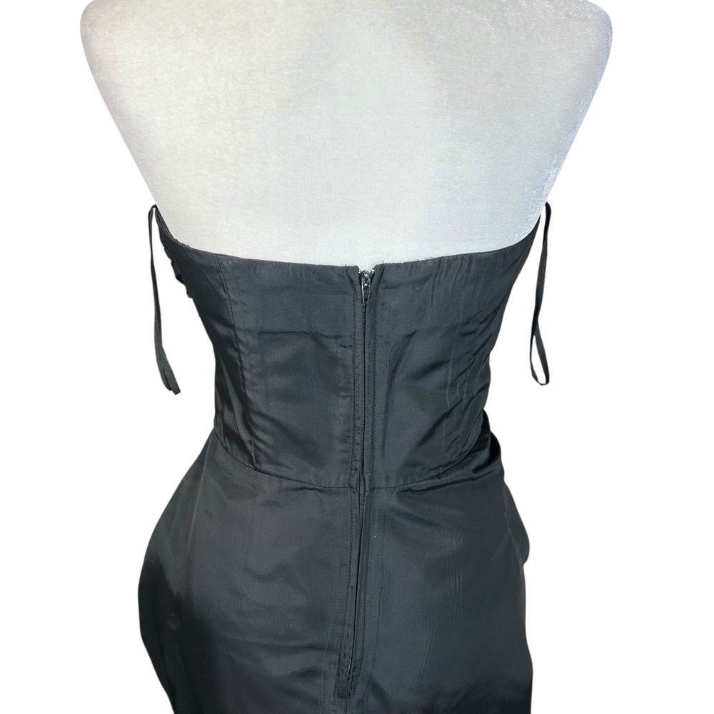 Y2K Steppin Out Taffeta Dress 7 Strapless Wiggle Formal Retro Rhinestones - Picture 6 of 13